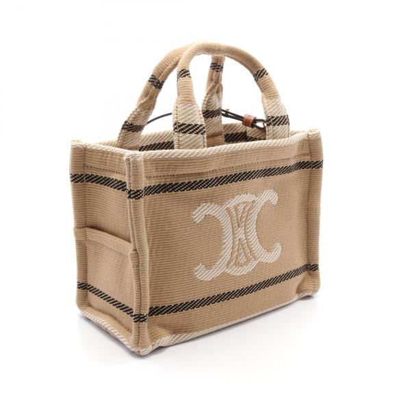 Celine Small Cabas Small Hippo Tice Tote Bag Canvas Beige Ivory White Black - Picture 2 of 4